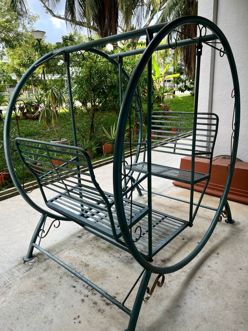 Round Outdoor Swing (metal), Furniture & Home Living, Outdoor Furniture on  Carousell