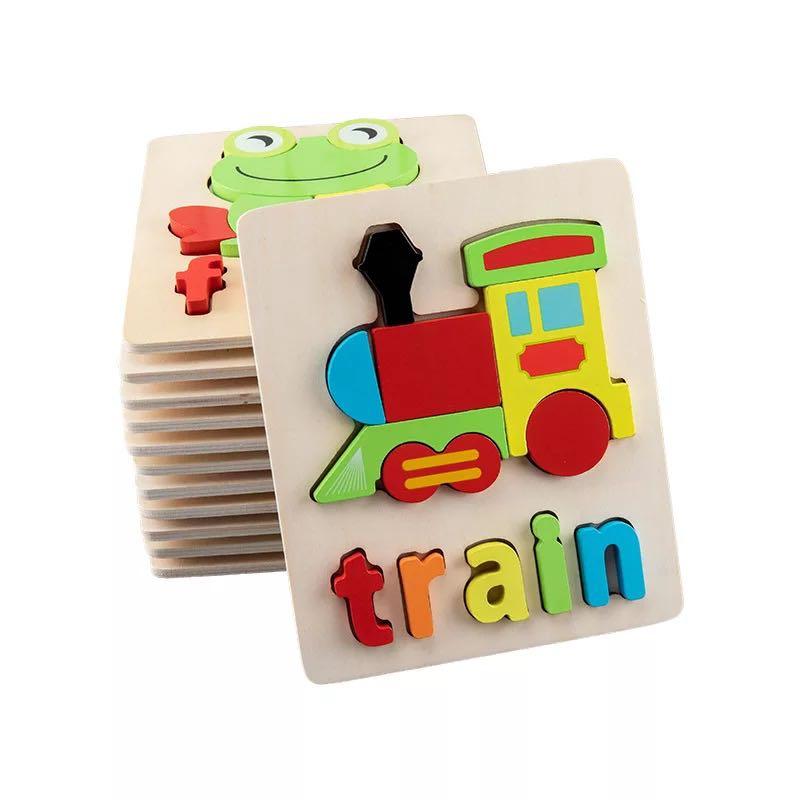 20 pieces Wooden Puzzle Jigsaw Toddler Kids Baby Educational Toy Taxi Car Gift