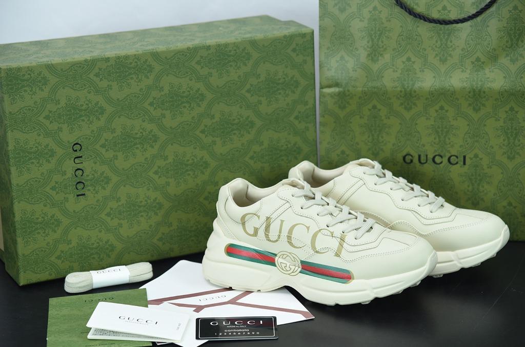 🔥(size US4~12)Gucci Rhyton leather Sneaker ivoire