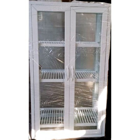 Tall GLASS AND ALUMINUM DISH CABINET THREE LAYER