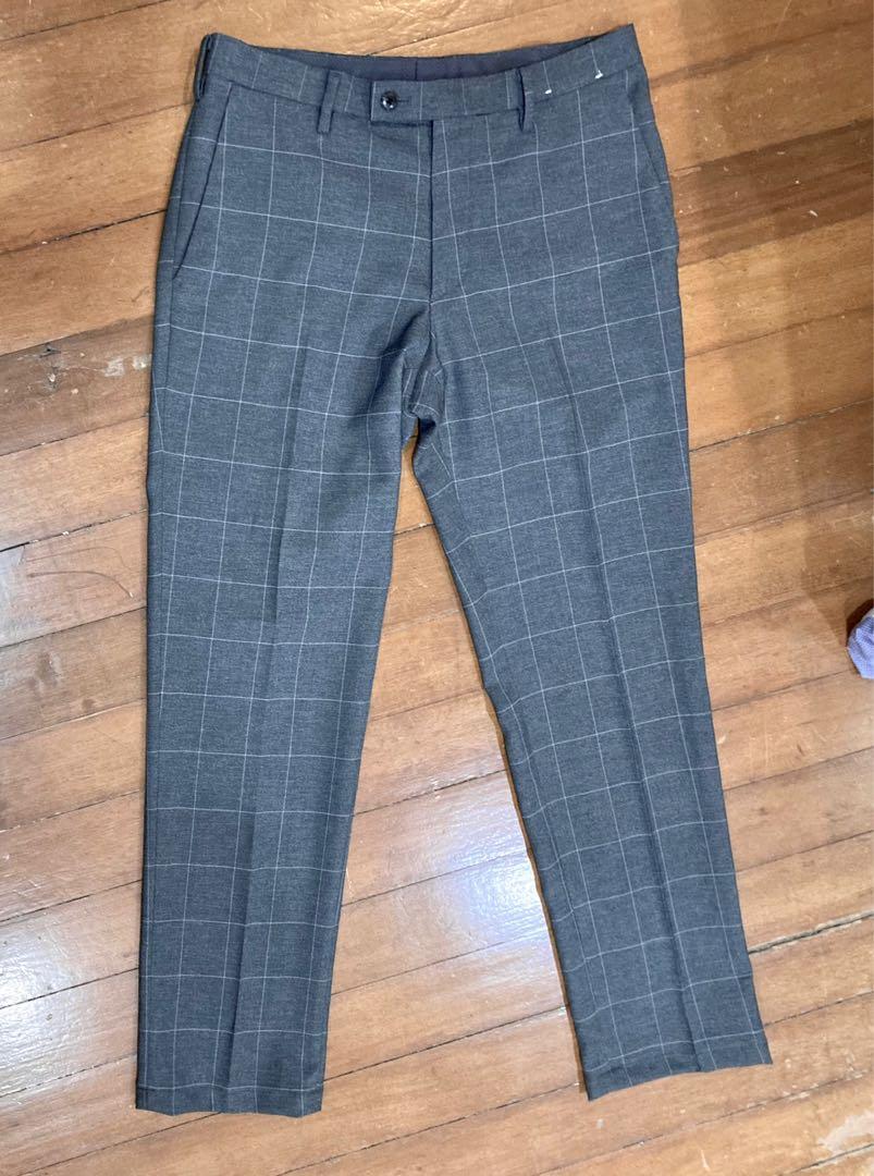 Buy Crimsoune Club Men Grey Trousers in Windowpane Checks 30 at Amazonin