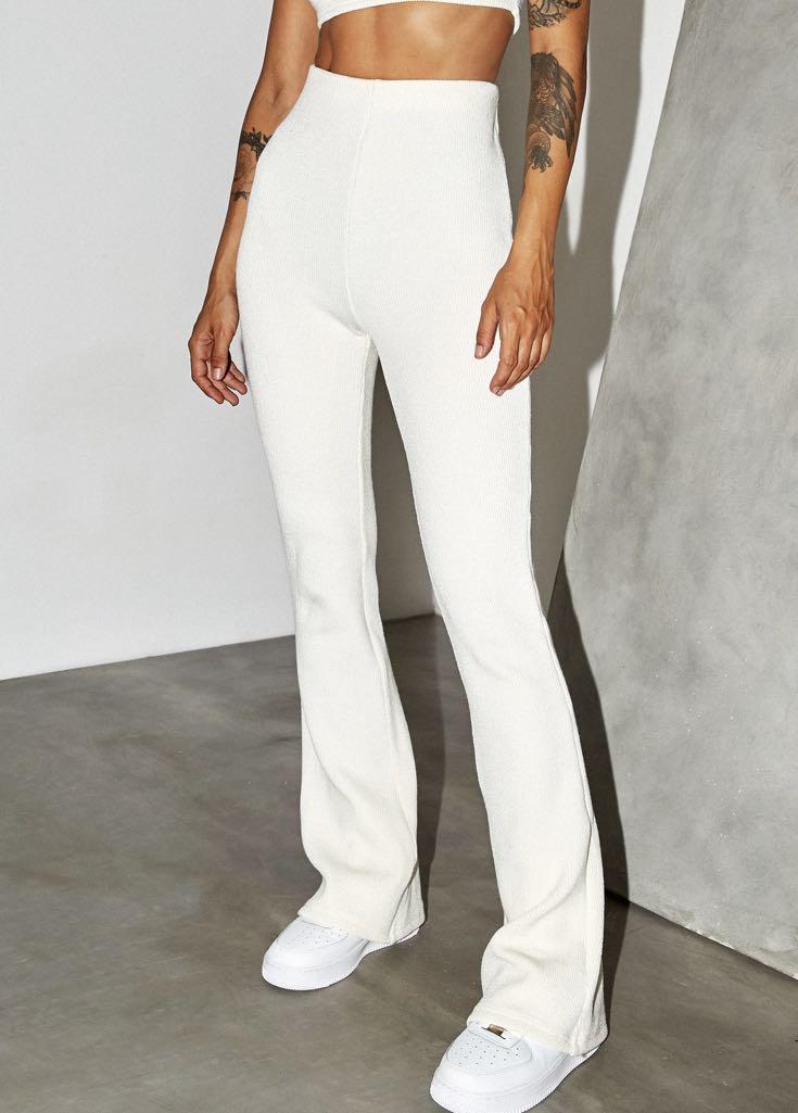 white flare leggings