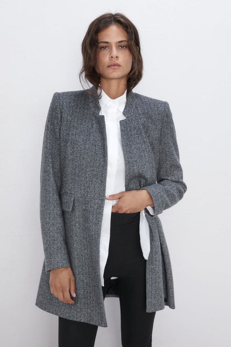 Zara inverted lapel on sale frock coat grey