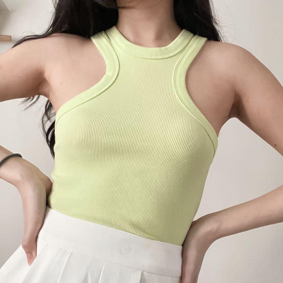 green halter neck top zara