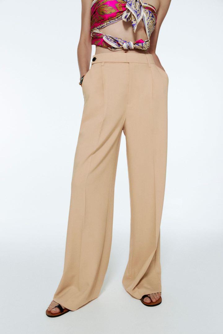 Zara wide leg trousers, Fesyen Wanita 
