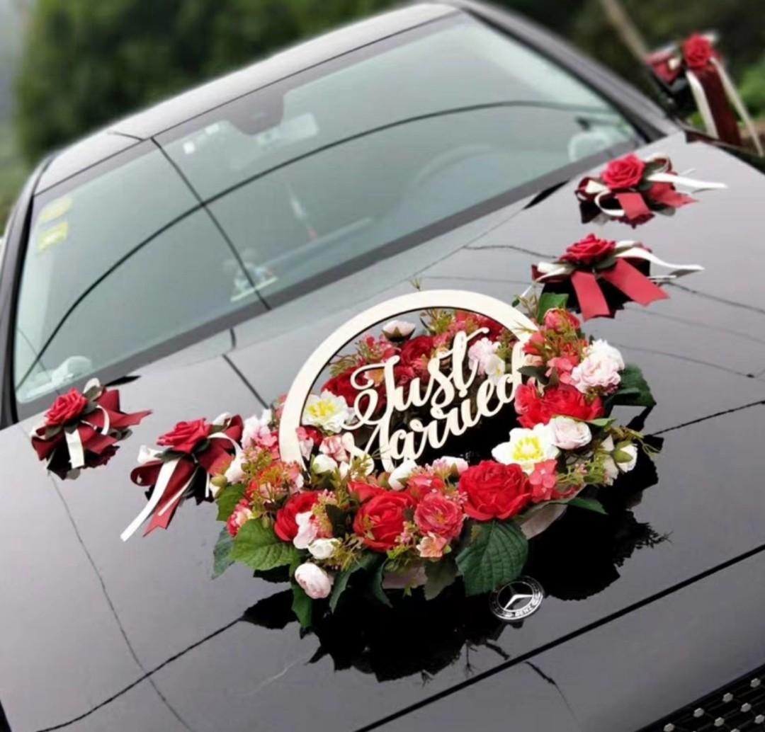 幸福傳承婚後物資主婚車花車佈置花圈車頭花套裝 其他 其他 Carousell