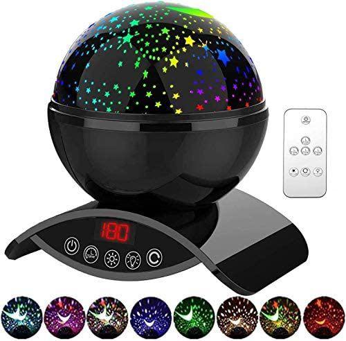 Timer Auto-Off Elecstars 8 Colours Dimmable Combinations Romantic Starry Sky Lamp Night Light Projector Gifts for Kids Toys for Nursery Decor Black 