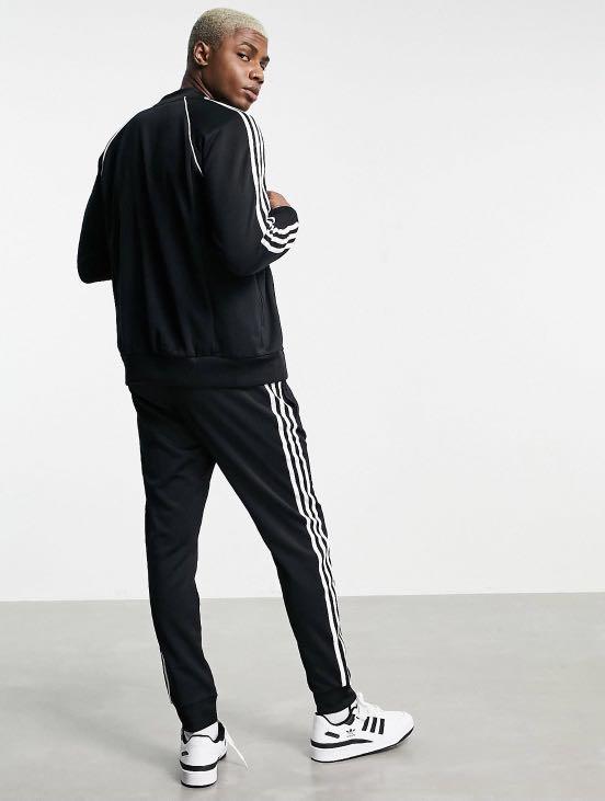 Adidas originals three stripe track jacket in black sale