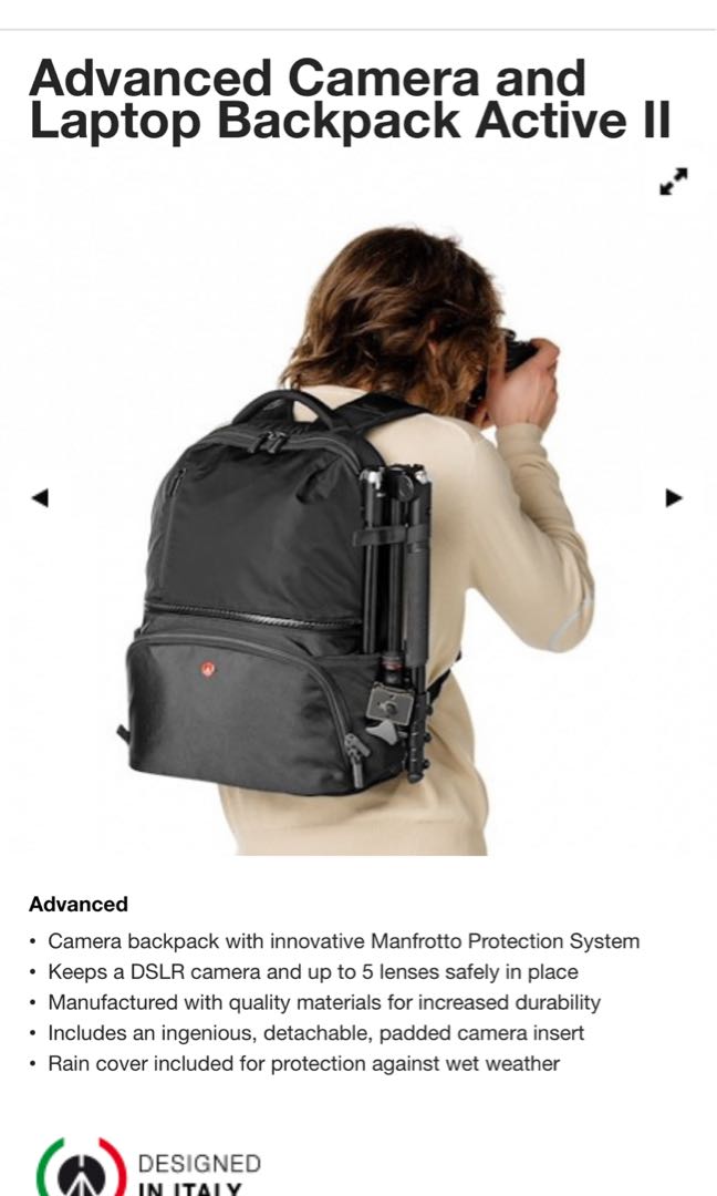 Manfrotto Advanced Camera and Laptop Backpack Active II, Photography