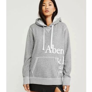 A&F灰色加絨小鹿logo長袖連帽衞衣衛衣衫Abercrombie & Fitch grey gray fleeced hoodie top AF Hollister HCO AEO64239924273026110