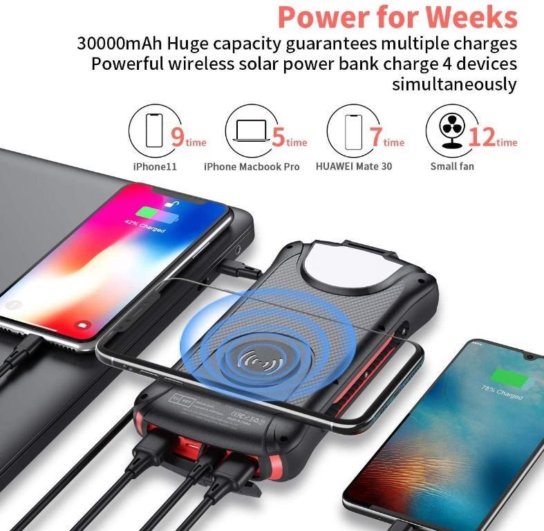 Aikove Express E1 PowerBank 30000mAh Portable Charger Solar 10W USB  Lighting, Mobile Phones & Gadgets, Mobile & Gadget Accessories, Power Banks  & Chargers on Carousell