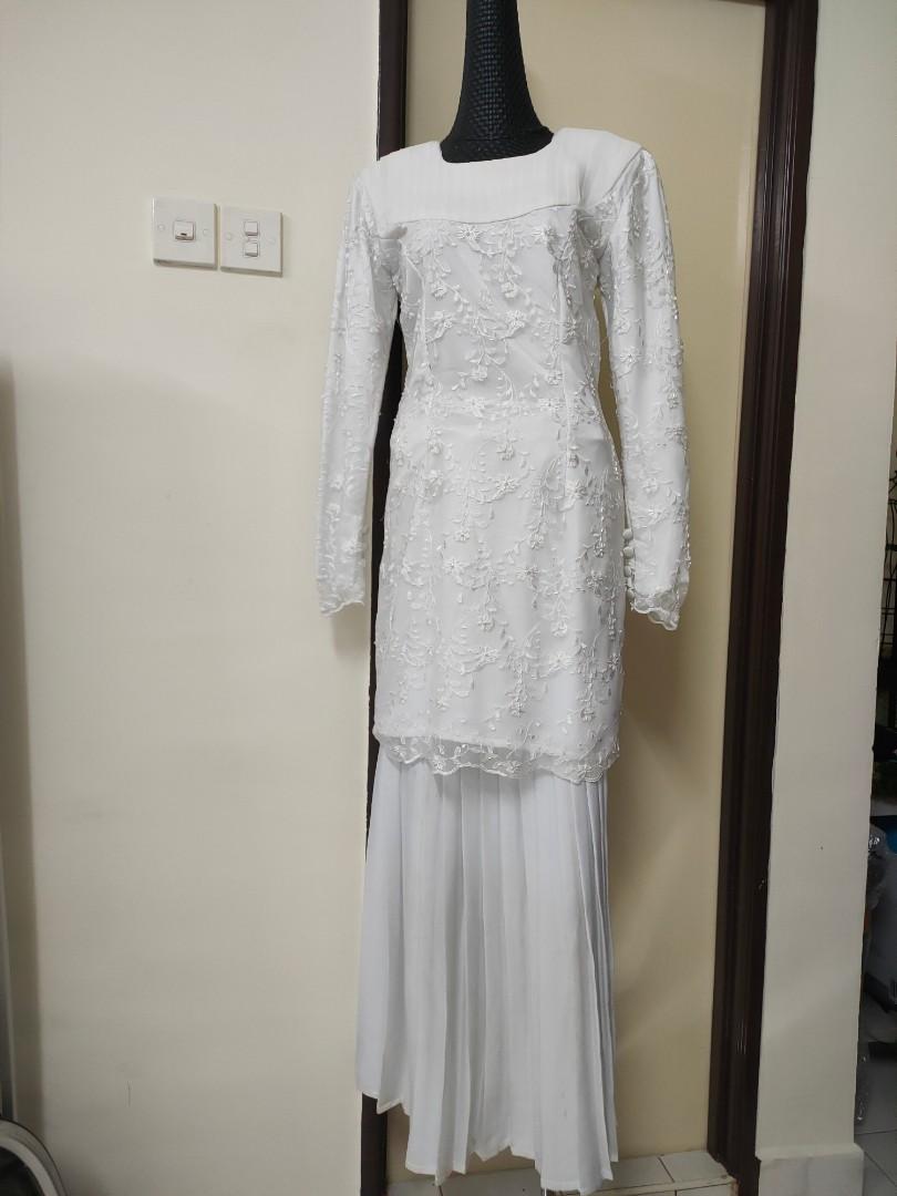 BAJU NIKAH PUTIH, Women's Fashion, Muslimah Fashion, Baju Kurung & sets