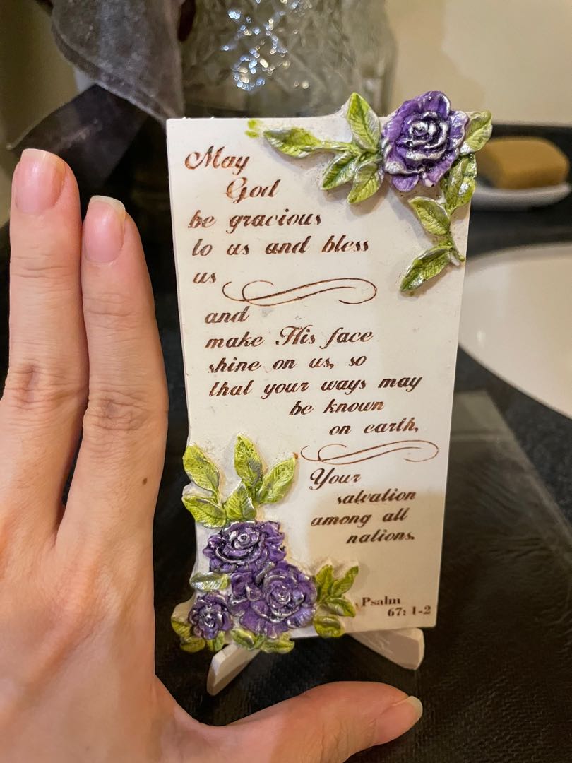 Christian Bible Verse Ceramic Table Decor with stand Psalms 67:1-2 ...