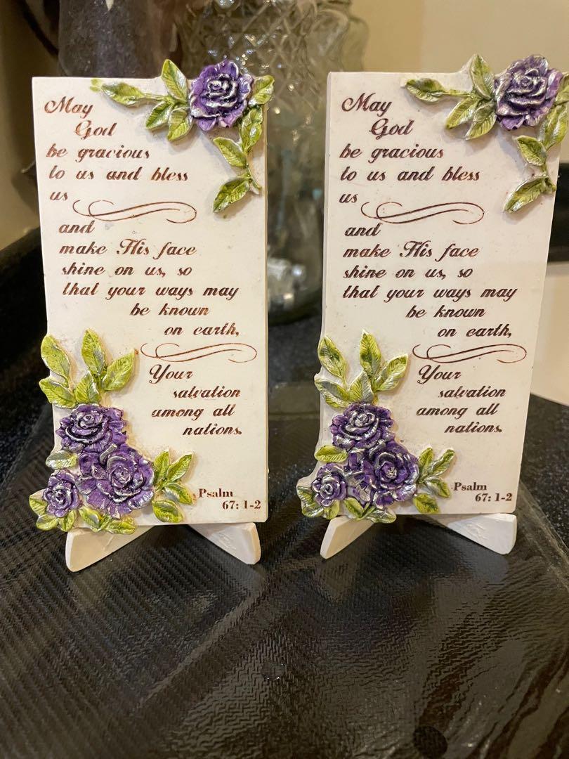 Christian Bible Verse Ceramic Table Decor with stand Psalms 67:1-2 ...