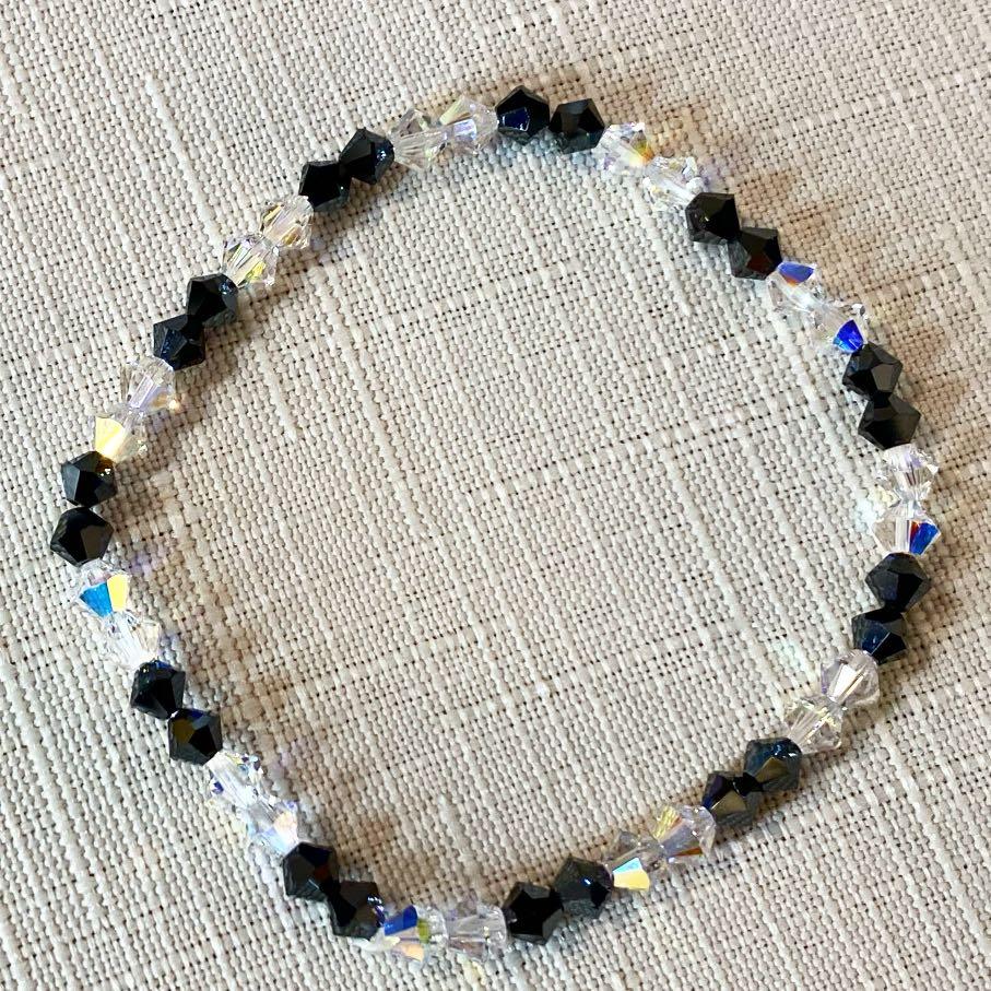 Black and 2025 white crystal bracelet