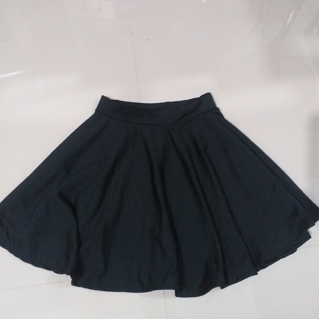 black skater skirt with buttons