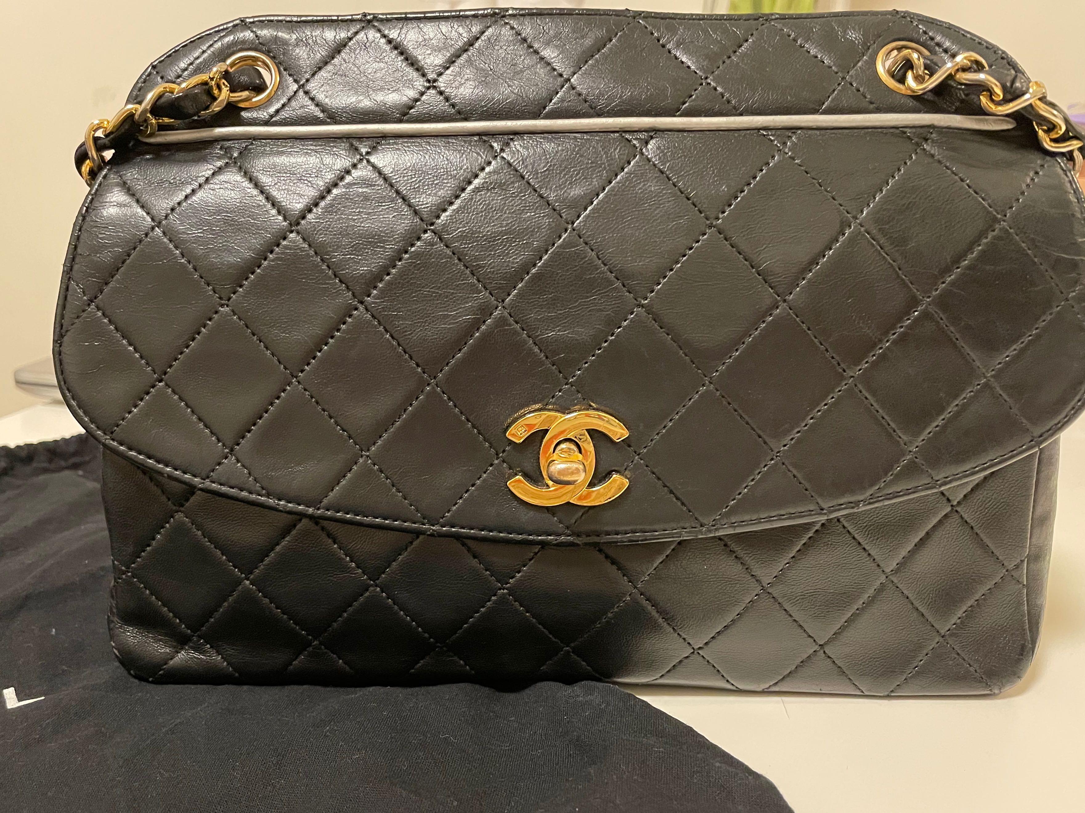 Chanel Black Quilted Lambskin Vintage Classic Flap Bag, 名牌, 手袋