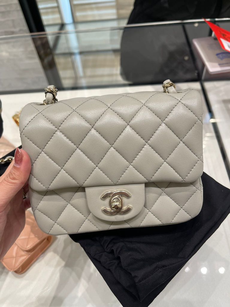 Chanel mini flap bag grey, Women's Fashion, Bags & Wallets, Shoulder