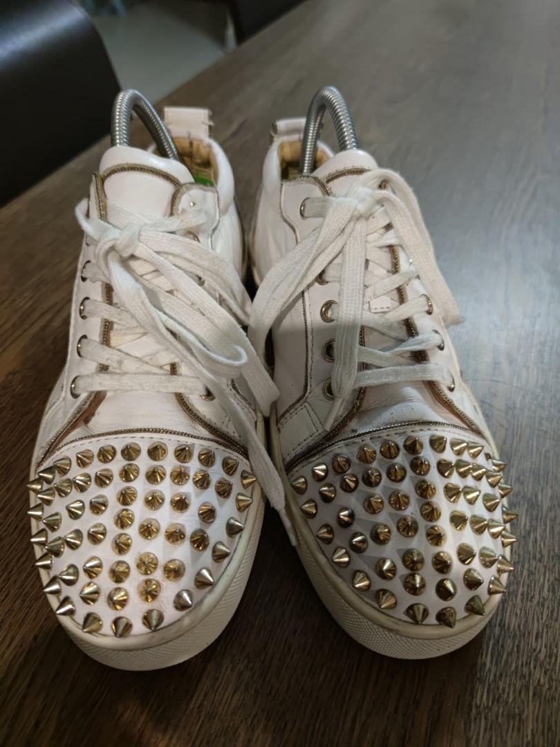 Louboutin white studded sneakers store
