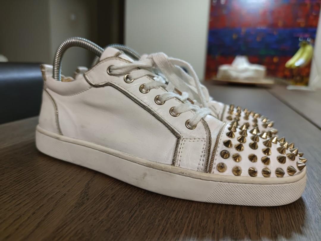 Louboutin white studded sneakers sale