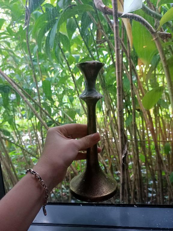 Emmett Antique Brass Taper Candle Holder (Crate & Barrel), Furniture