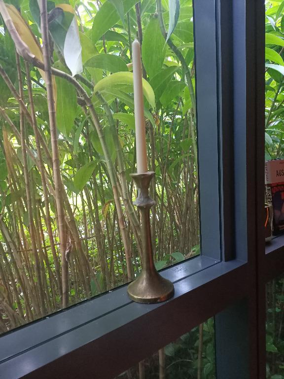 Emmett Antique Brass Taper Candle Holder (Crate & Barrel), Furniture