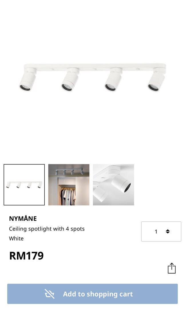 IKEA NYMANE 4 spots lights, Furniture & Home Living, Lighting & Fans