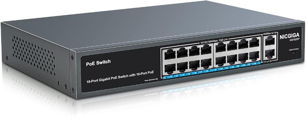 8 Port Gigabit PoE Switch Unmanaged with 8 Port IEEE802.3af/at PoE+@12 –  NICGIGA