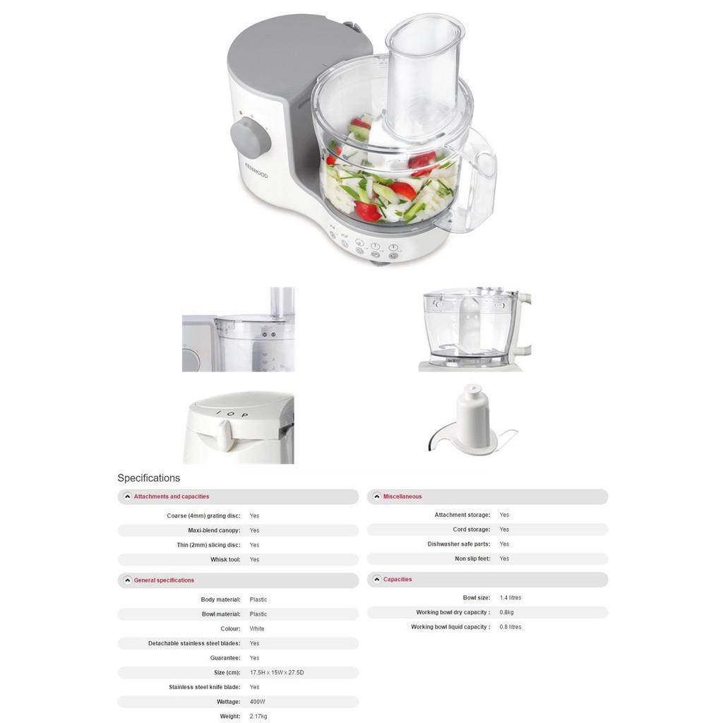 KENWOOD Food Processor Mini Chopper FP120 1.4L 400W TV
