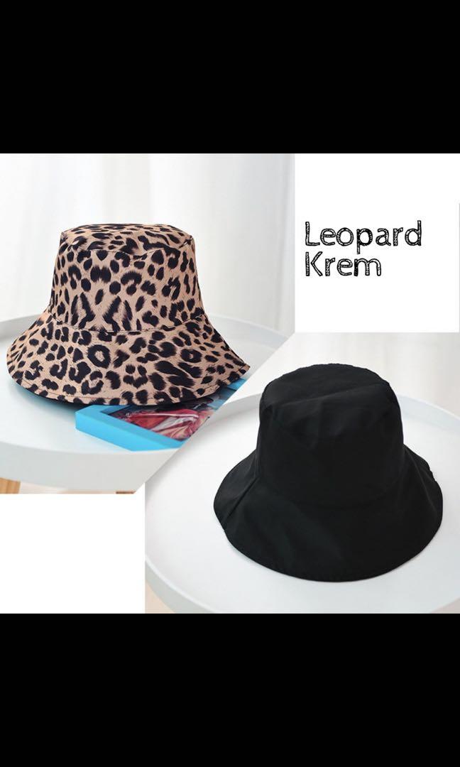 Leopard bucket hat 2 tone , Fesyen 