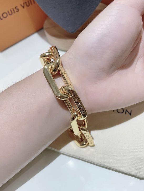 Louis Vuitton gold monogram link chain bracelet preorder, Women's