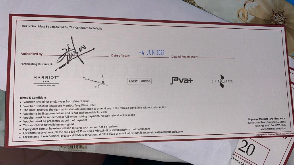 Marriott Hotel Voucher, Tickets & Vouchers, Vouchers on Carousell