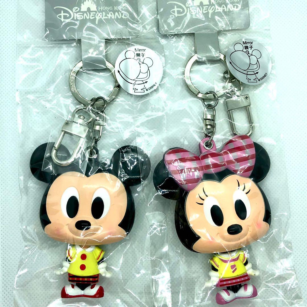 x 2 Mickey mouse & Mini mouse Mirror Character mirror Cute Hand mirror 7cm 