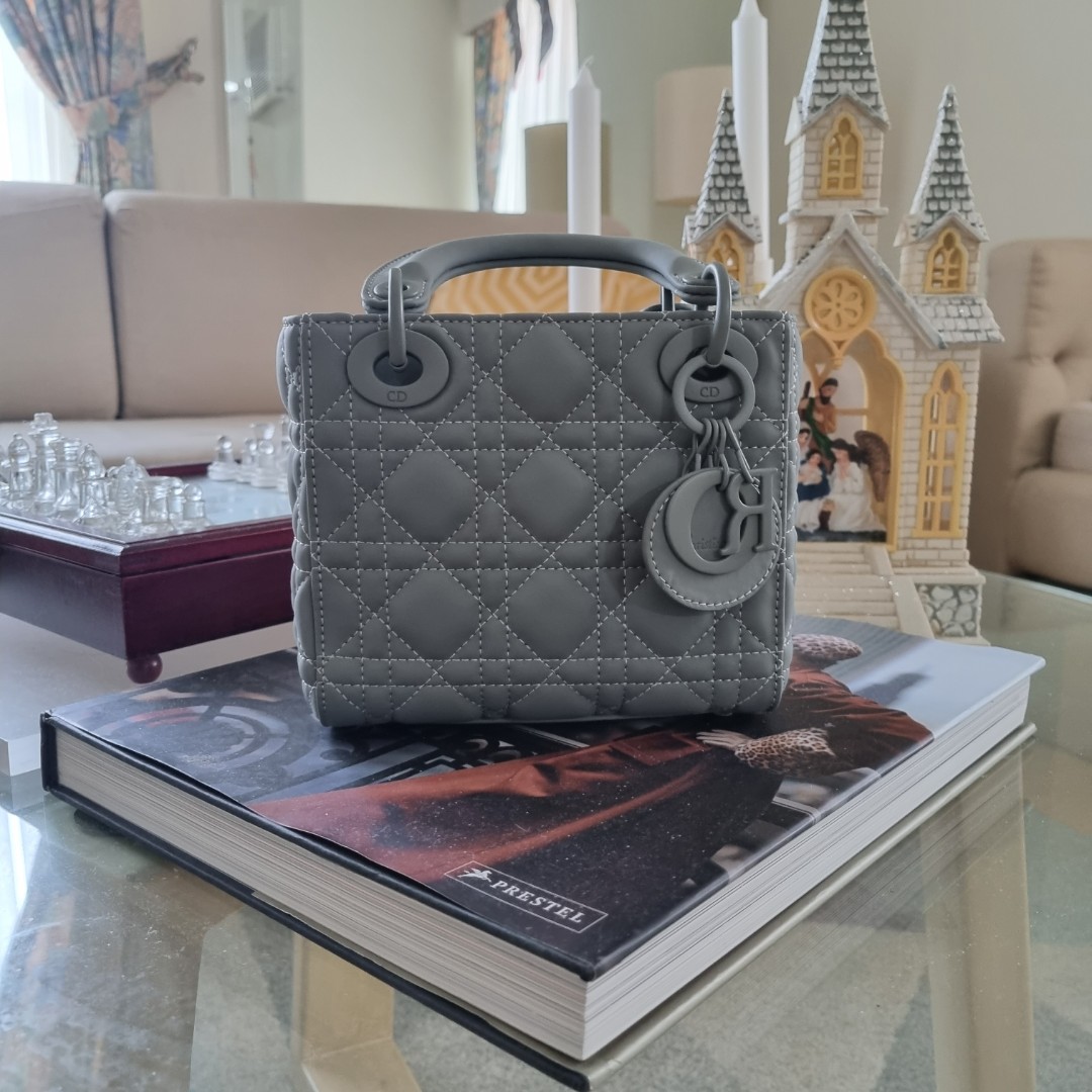Mini Matte Gray Lady Dior, Luxury, Bags & Wallets On Carousell