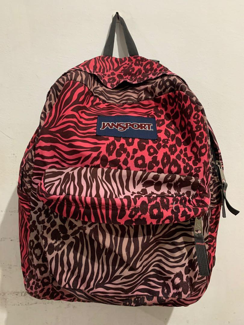 Original Animal Print Jansport Backpack, Women's Fashion, Bags & Wallets,  Backpacks on Carousell