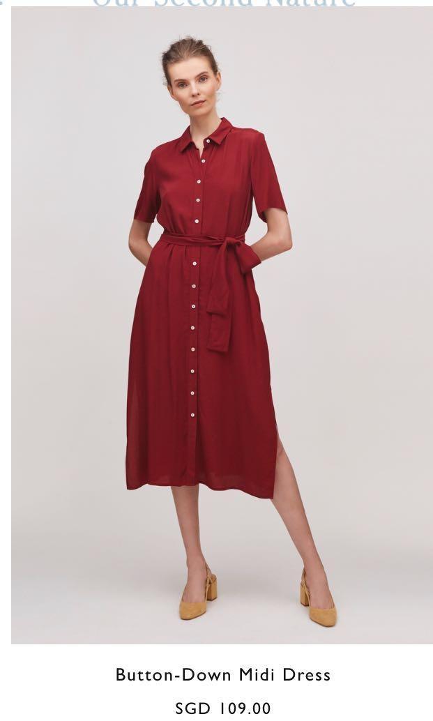 Red button down midi dress on sale