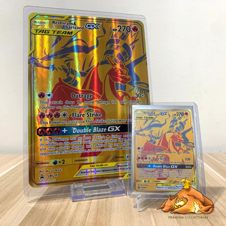 Pokemon TCG Charizard and Reshiram Jumbo Card and Regular Card Bundle ...