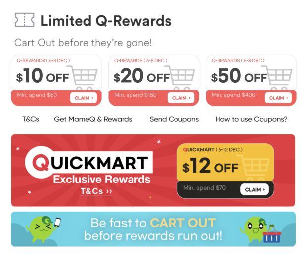 Qoo10 Cart Coupon $50 (6-8 Dec), Tickets & Vouchers, Vouchers ...