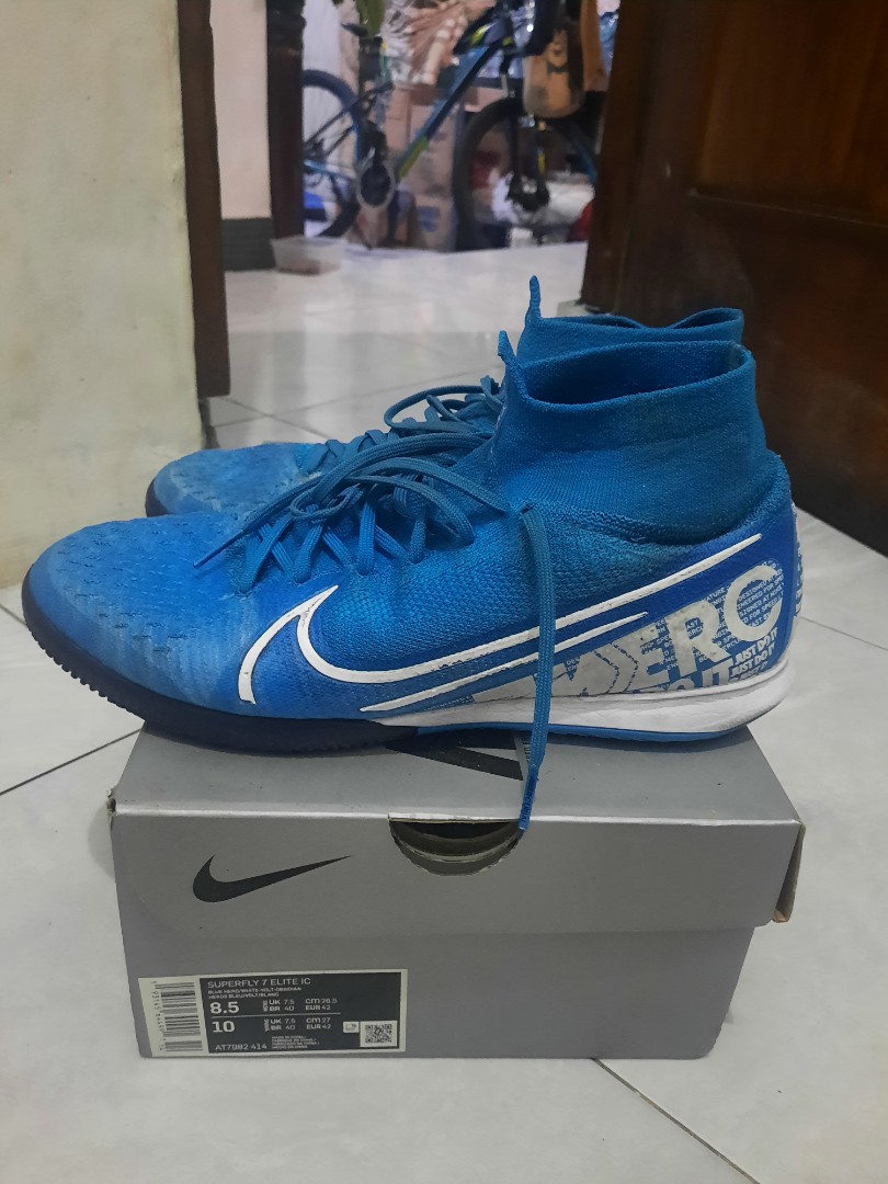 Sepatu Futsal Nike Mercurial Superfly Elite 7 IC Blue, Raga, Baju Olahraga di