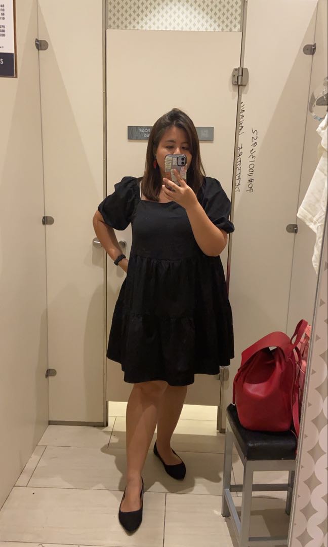 Shein black puff sleeve dress #50sweldo 