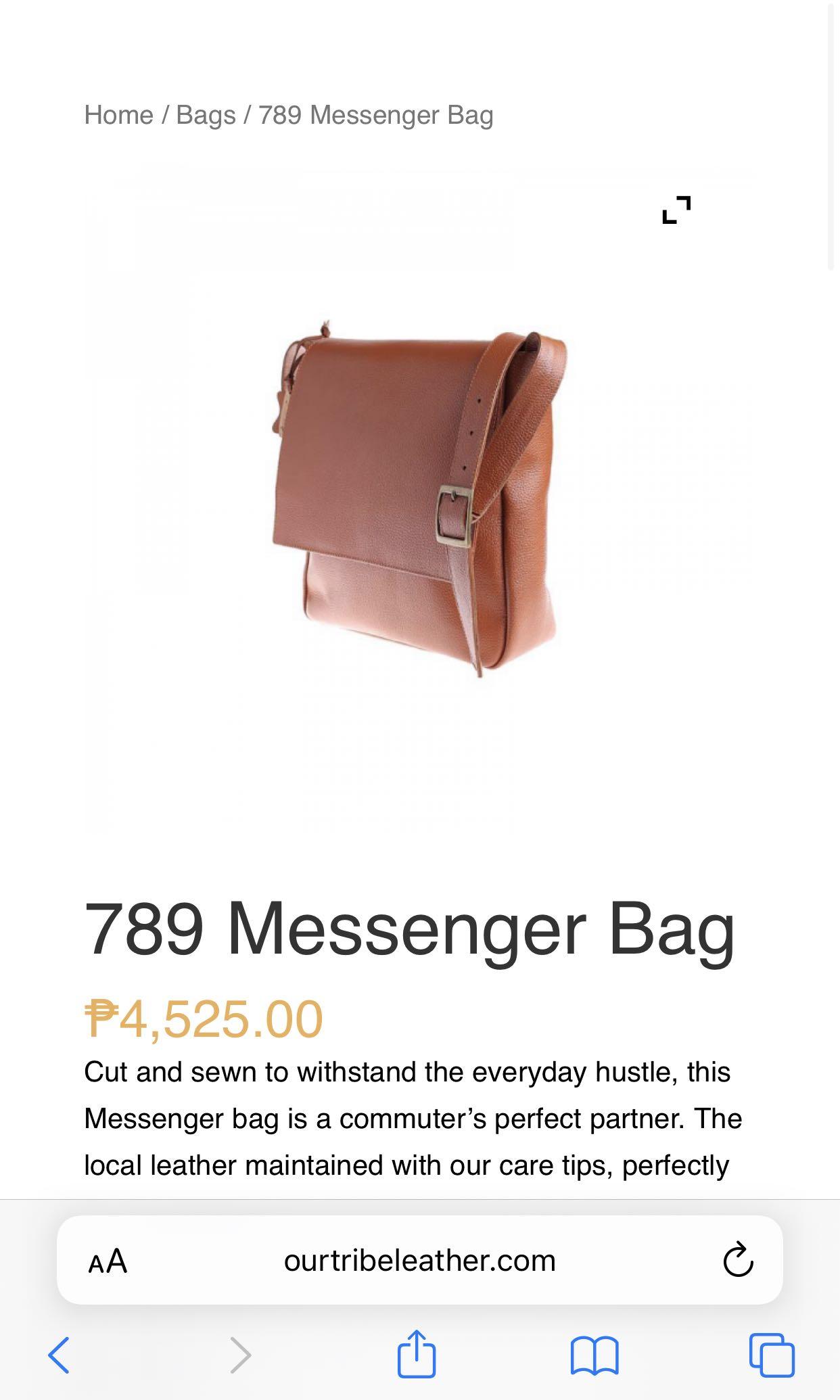 Messenger Bag - Our Tribe Rustic Town 100% Genuine Leather (Category: Sling Bags) located in Pasig City. Submitted by pibns (Listing ID 1129855580, Image 1). Description: From the Our Tribe 100% Genuine Leather No damages Orig. price is about 4, 525 You can check from their official website https://ourtribeleather.com/product/messenger-bag-789/ .