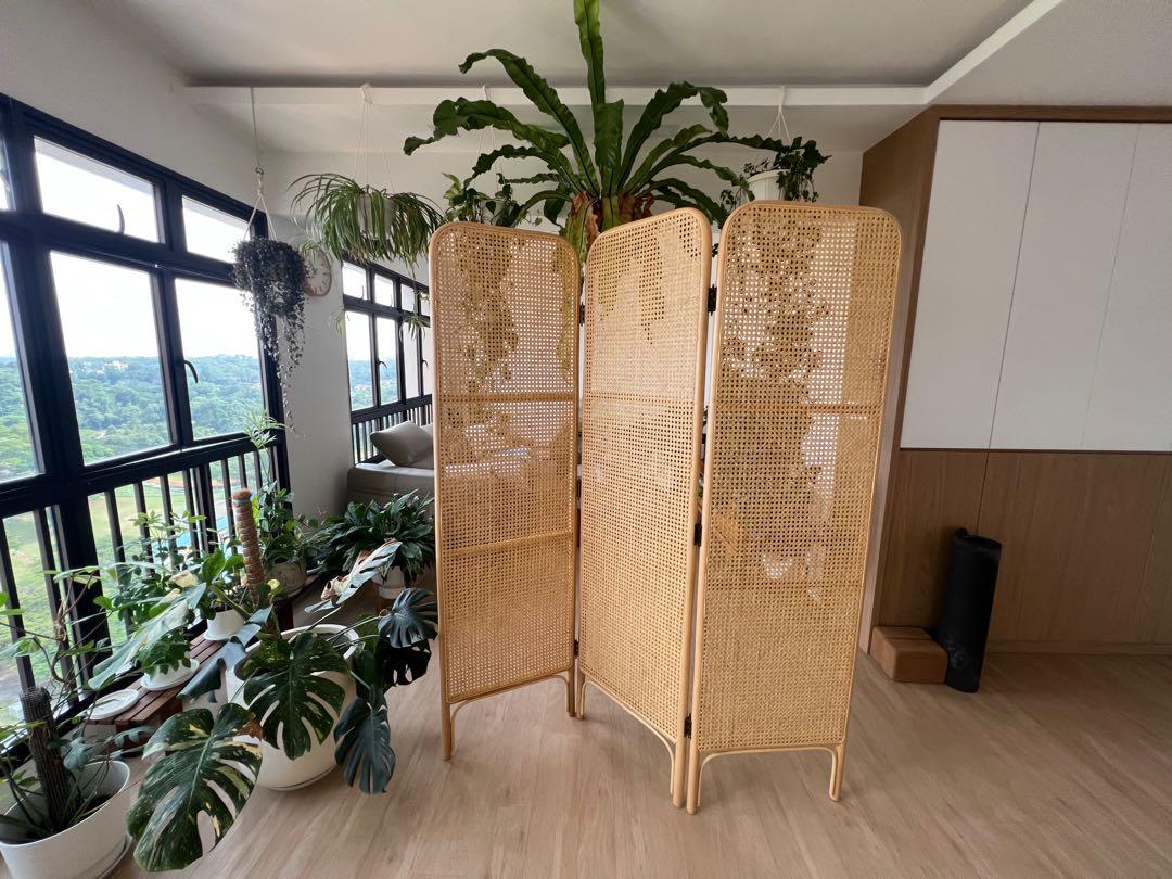 Divi Ratten Three Panel Rattan Screen Divider, Furniture & Home Living, Furniture ...