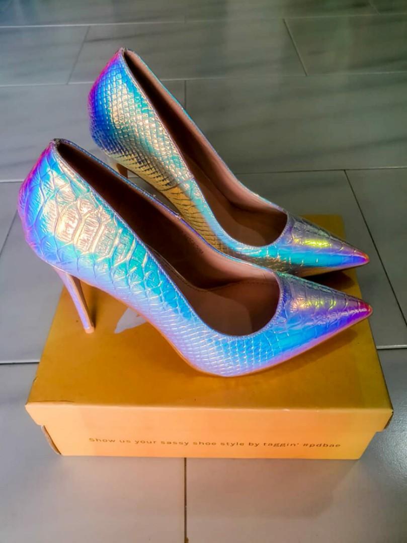 Unicorn Iridescent Holographic High Court Heels Women s Fashion