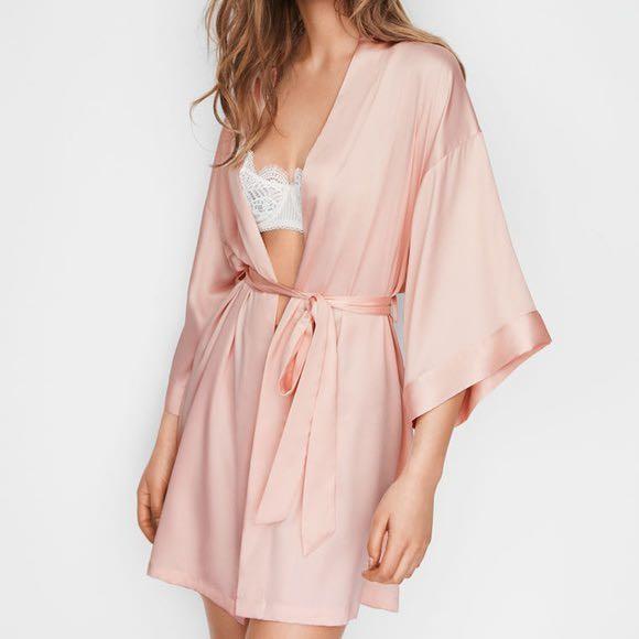 pink silk robe