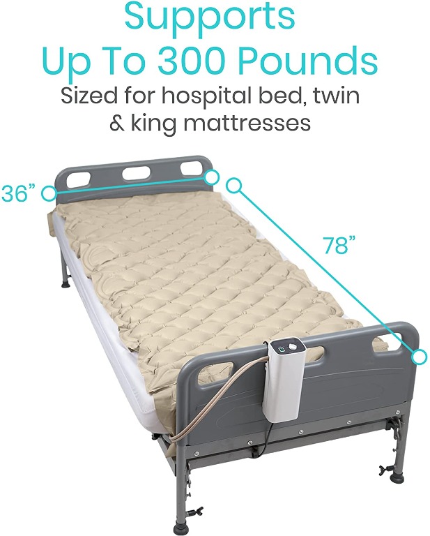 "Vive Alternating Pressure Mattress Includes Electric Pump System and Mattress Pad Cover