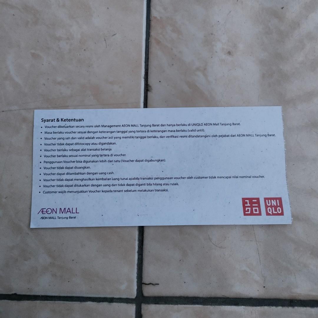 Voucher Uniqlo Aeon Mall Tiket Voucher Kartu Hadiah Voucher Di Carousell