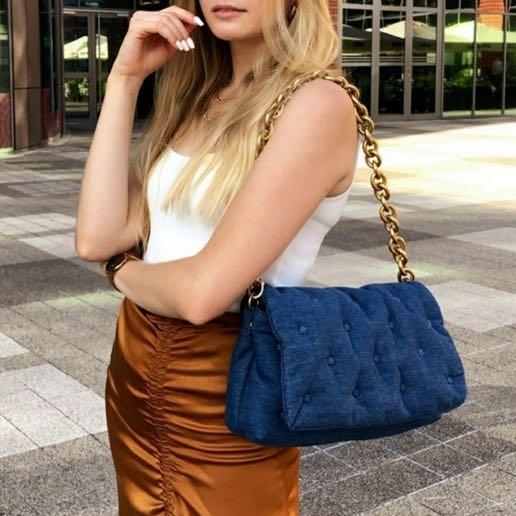 Zara Quilted Denim Blue Shoulder Bag, Women's Fashion, Bags u0026 Wallets, Shoulder  Bags on Carousell