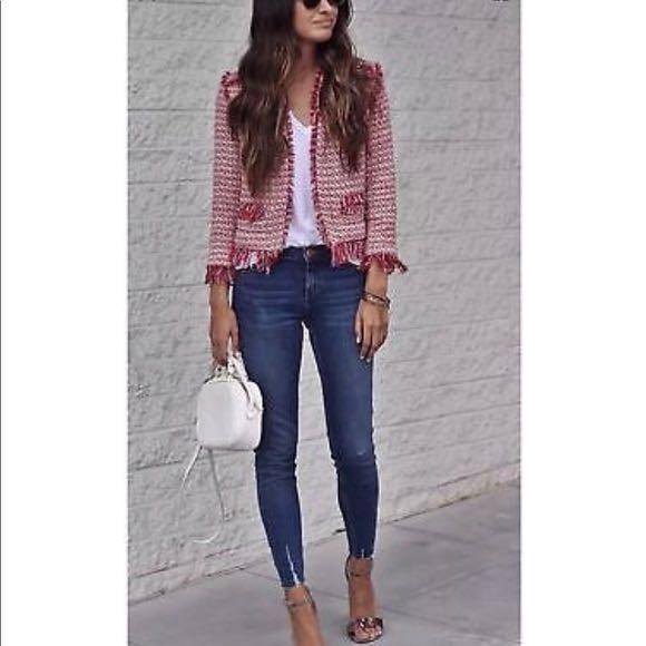 Frayed tweed jacket zara sales
