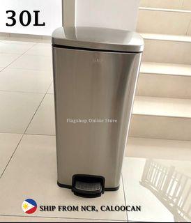 30L Stainless SQUARE Pedal Trash Bin Foot Pedal Waste Can (w/ Plastic Bucket Inside)