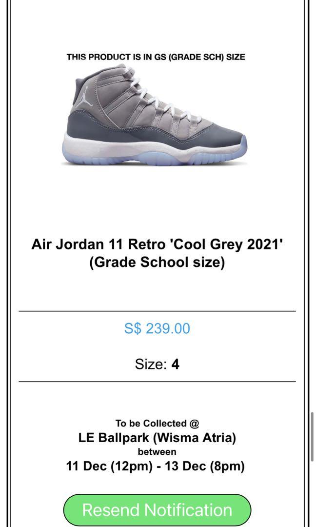 Jordan 11 cool grey shop size 7